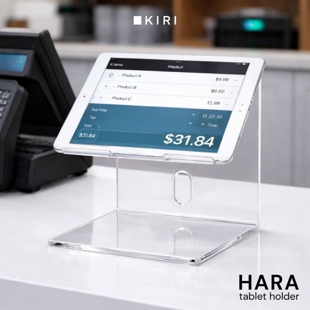 Holder Dudukan Tablet Akrilik | Stand Bracket Ipad Kasir | Standing Tablet Meja Kasir Acrylic