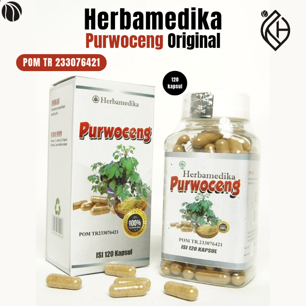 HERBAMEDIKA PURWOCENG (Pimpinella Pruatjan) BPOM Ekstrak Herbal Isi 120 Kapsul Original