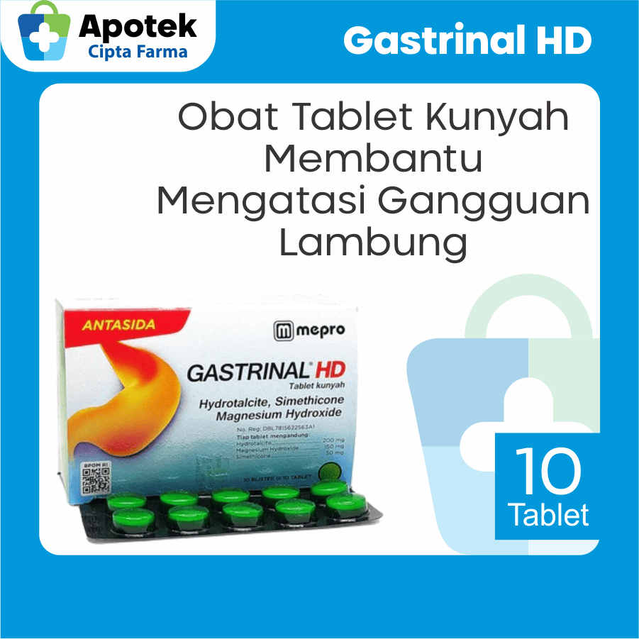 Gastrinal HD 10 Tablet Magnesium Hydroxide Simethicone Obat Asam Lambung Maag Magh Nyeri Lambung Mua