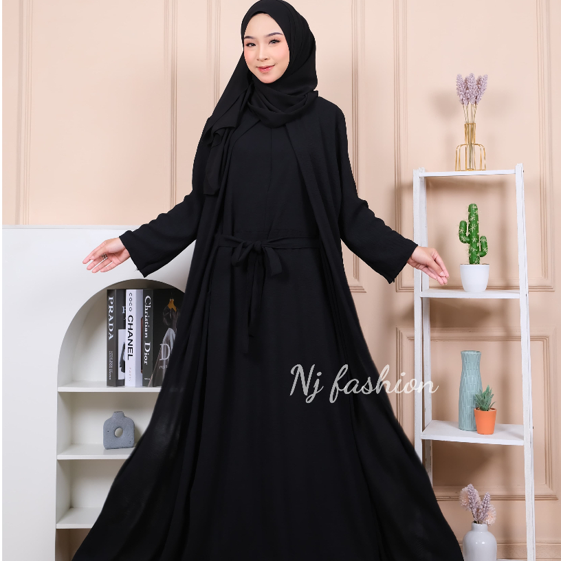 Abaya Zayra | Abaya Remaja Wanita Crinkle Premium Polos Murah Fashionable