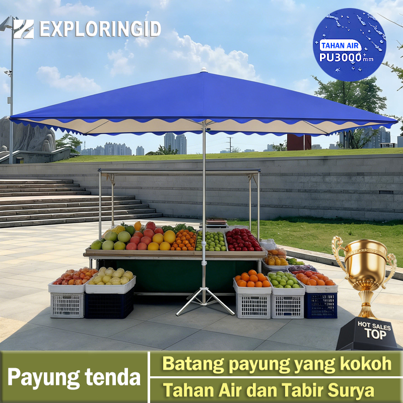 Payung tenda 200cm/250cm/300cm payung persegi payung pantai kios pasar portabel, tenda kafe pelindun