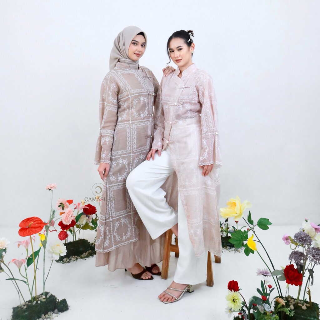 CAMASILAR-RUI SANGHAI OUTER-OUTER PANJANG LEBARAN-OUTER SANGHAI BAHAN PAPERSILK-OUTER PANJANG ELEGAN