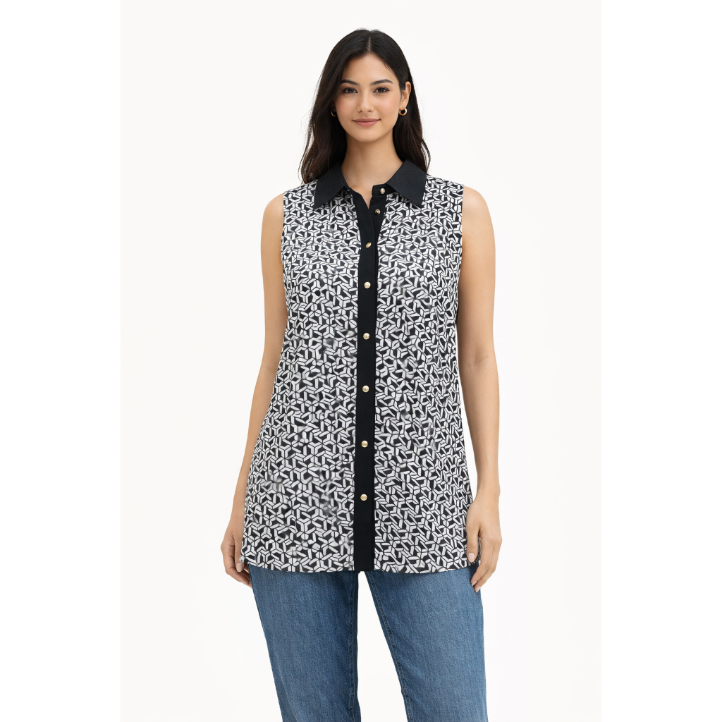 BLOUSE TANPA LENGAN ACCENT atasan blus randed wanita