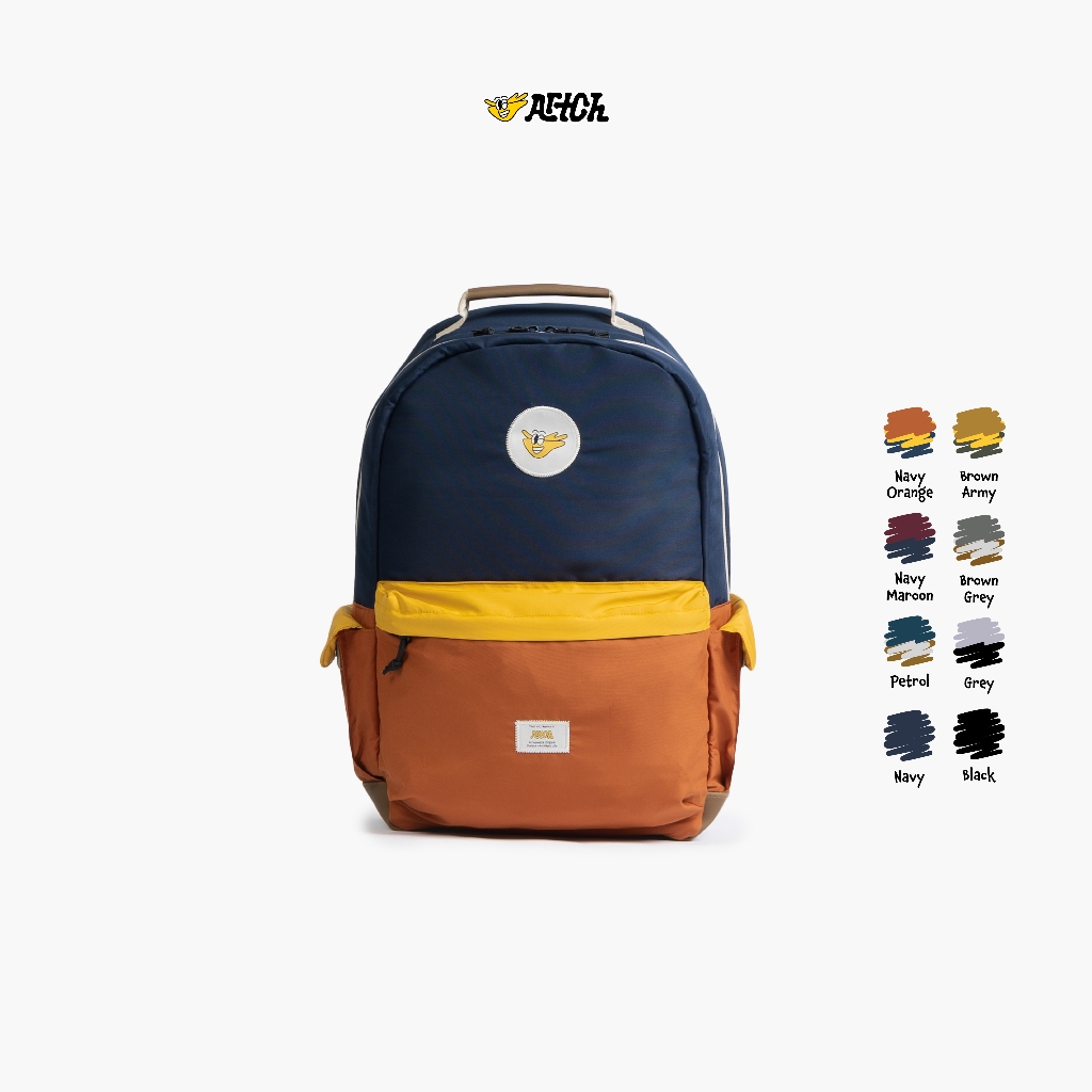 Tas Ransel Backpack Back To School Navy Orange - Cocok untuk Sekolah Kuliah dan Kerja