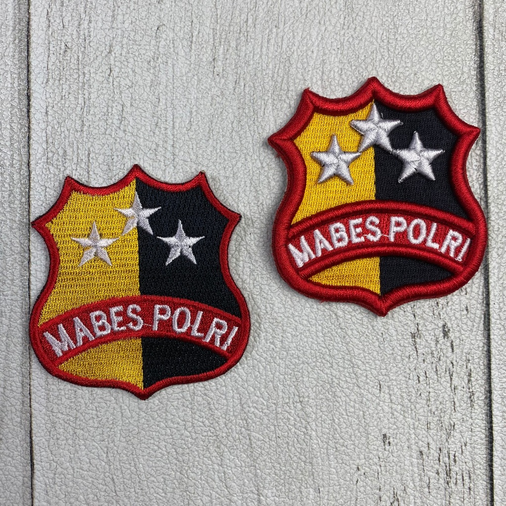 Atribut Bet MABES POLRI Bordir Timbul Tebal Badge Bordir LOGO MABES POLRI Timbul dan Flat
