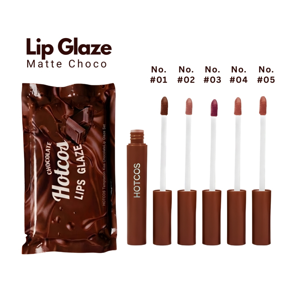 5pcs LIPSTIK COKLAT  Lipstik Matte Anti Air Tahan Lama yang Tidak Luntur, Set Lipstick Velvet Matte,