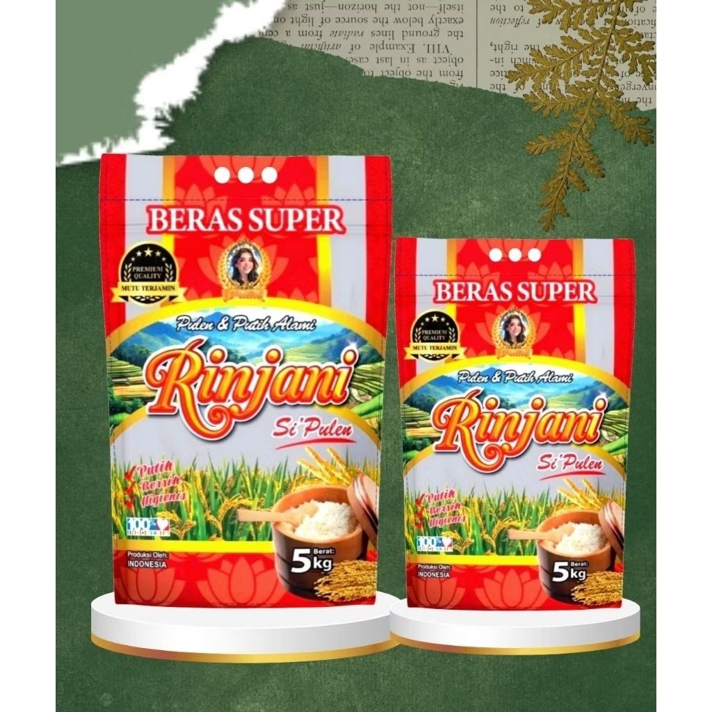 Plastik laminasi beras rinjani 5 kg, plastik beras laminasi rinjani 100 pcs
