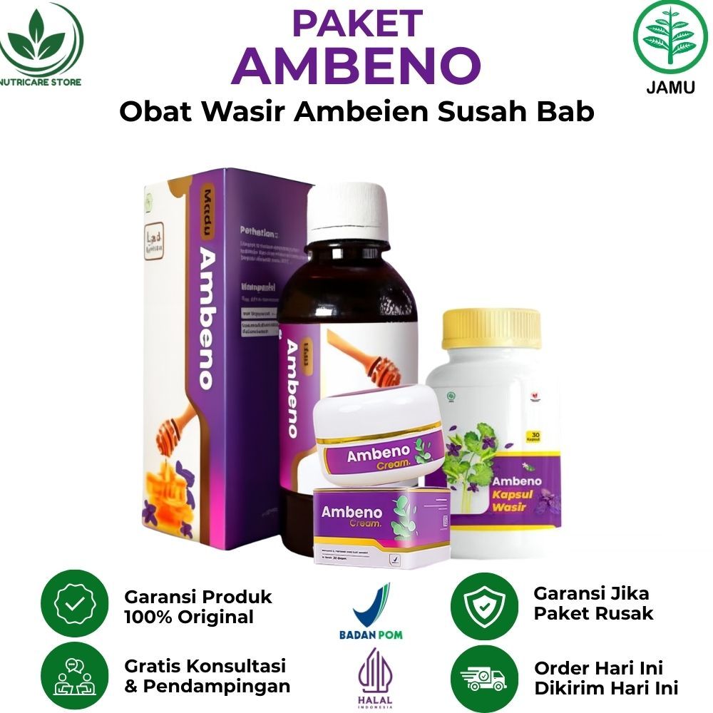 AMBENO MADU KAPSUL SALEP CREAM AMBENO ORIGINAL Obat Herbal Wasir Ambeien Benjolan Wasir Ambeyen
