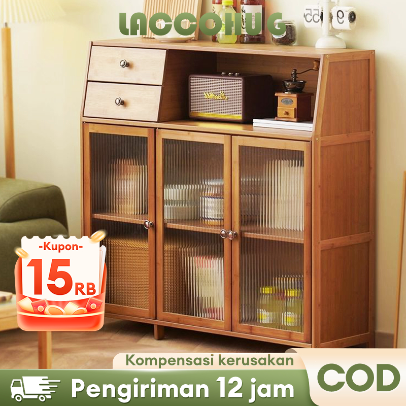 Laccohug Lemari Makan Bambu Lemari Dapur Lemari Penyimpanan Peralatan Dapur Dan Peralatan Makan