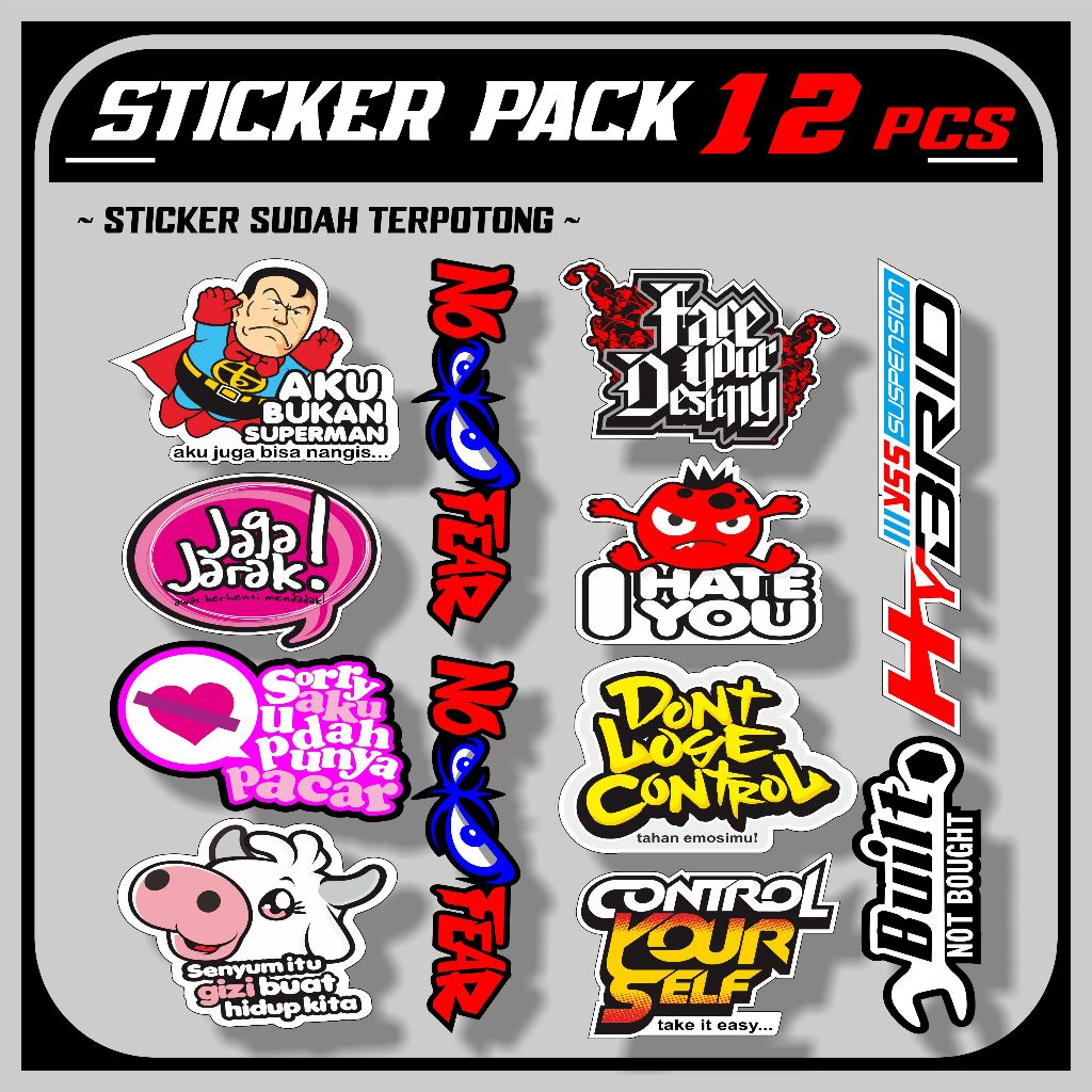 (COD) Sticker Viral Kartun Kata2 Lucu Sponsor - Stiker Helm Herex Racing Viral Murah sudah terpotong