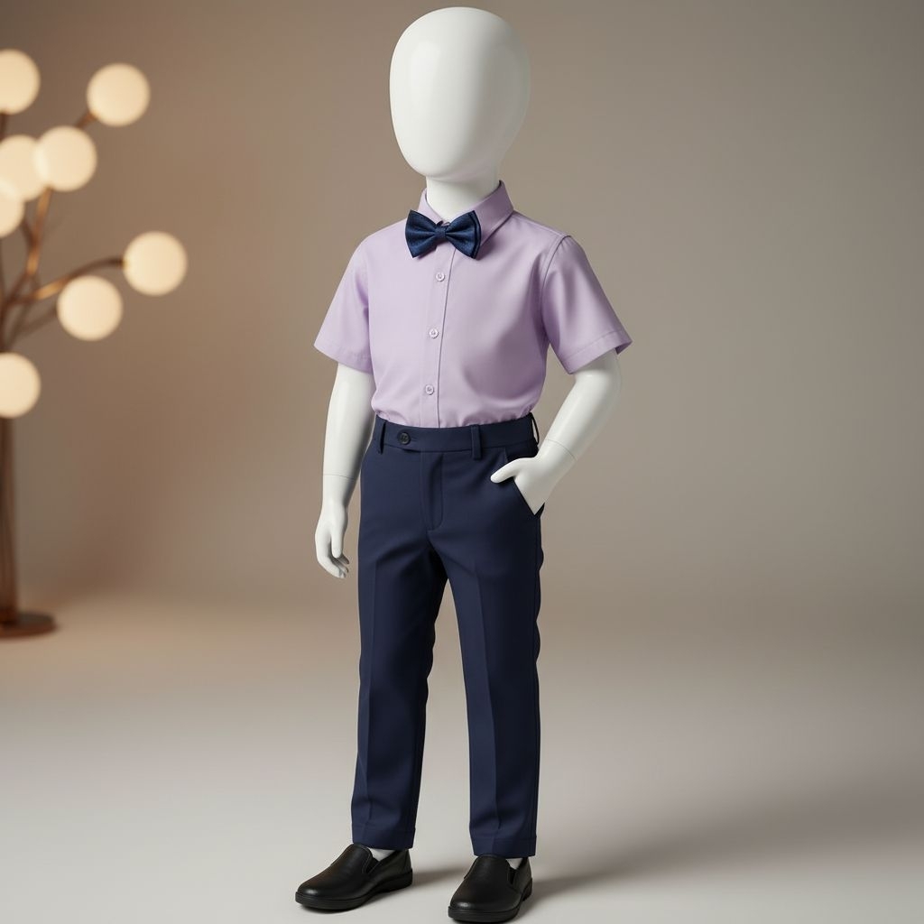 ( Free Dasi ) Kemeja Anak Cowok Polos Lengan Pendek Ungu Muda Bahan Premium Umur 1-12 Tahun