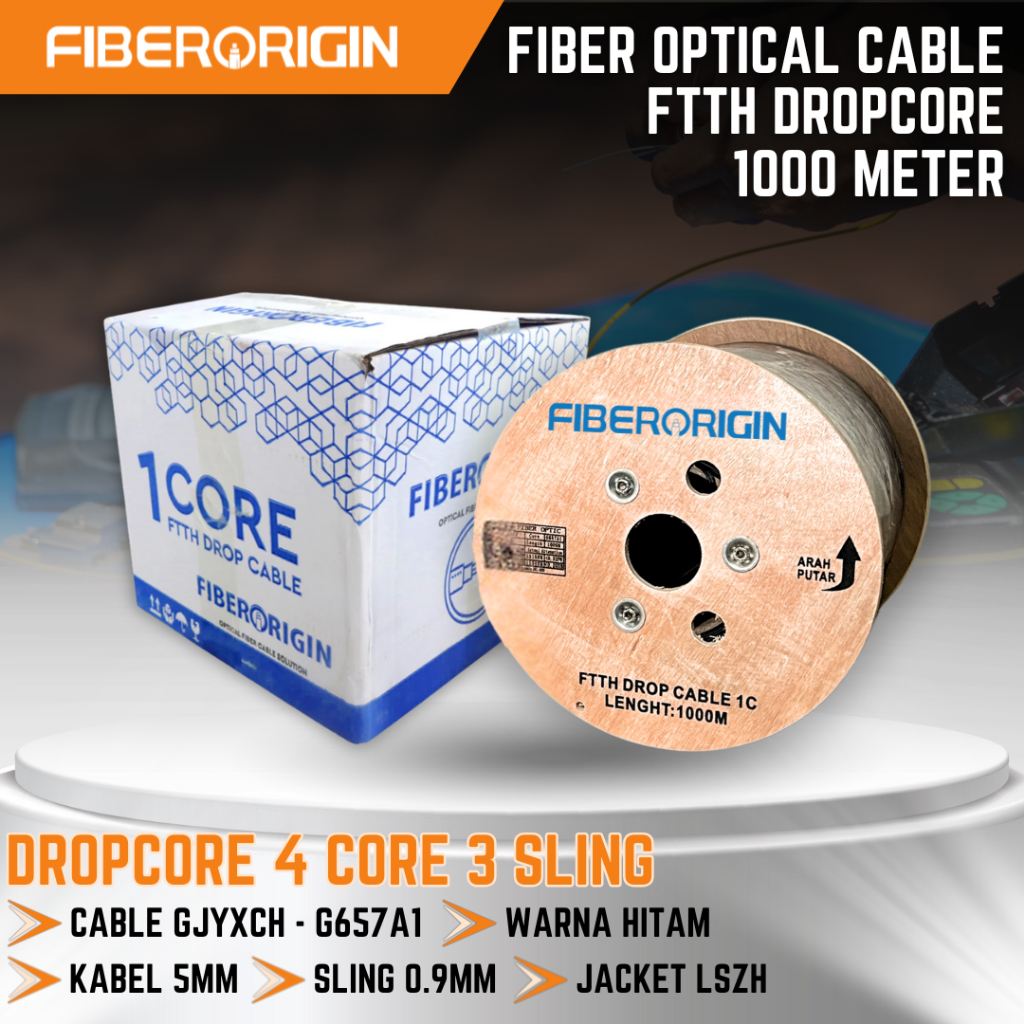 Fiberorigin Kabel Dropcore Fiber Optic 4 Core 3 Seling