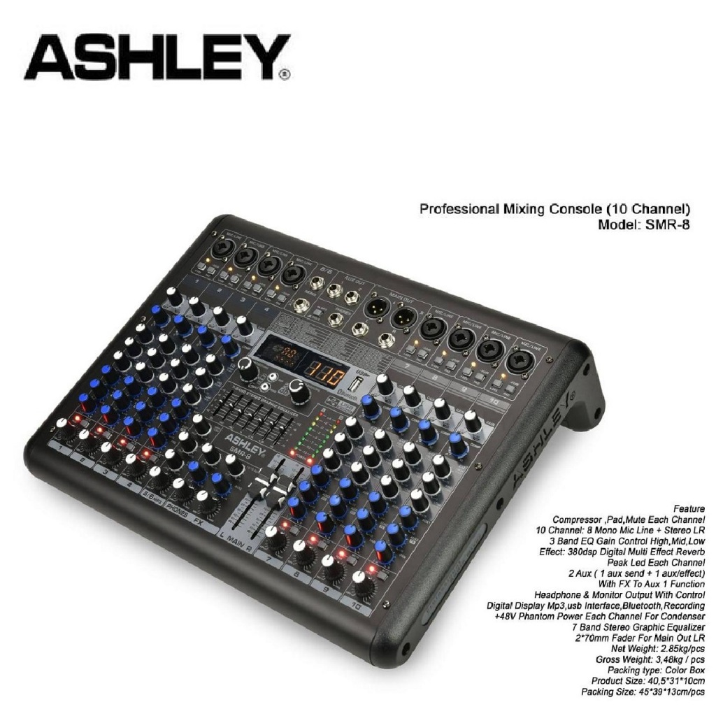 mixer audio ashley smr8 smr 8 (8channel) original
