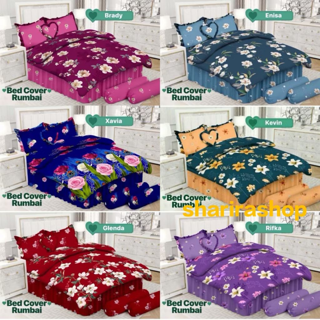 BEDCOVER  SED SPREI RUMBAI EMILIA BY BONITA , BEDCOBER MURAH, BEDCOVER BONITA HARGA TERJANGAKU