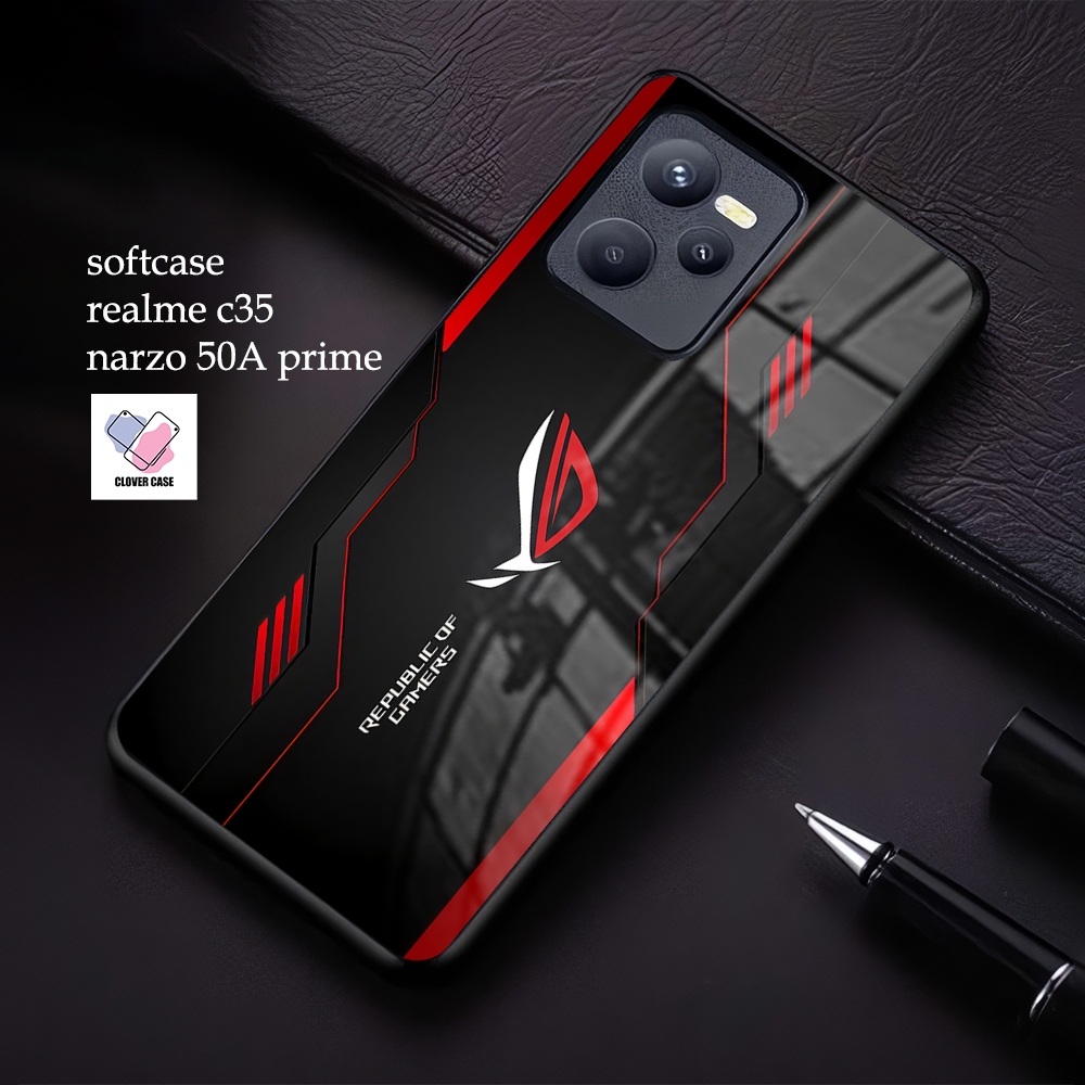 [TH02]  Case Glossy Case | REALME C35 | CASE KEKINIAN LUCU |  Casing Hp Kilau Motif ROG