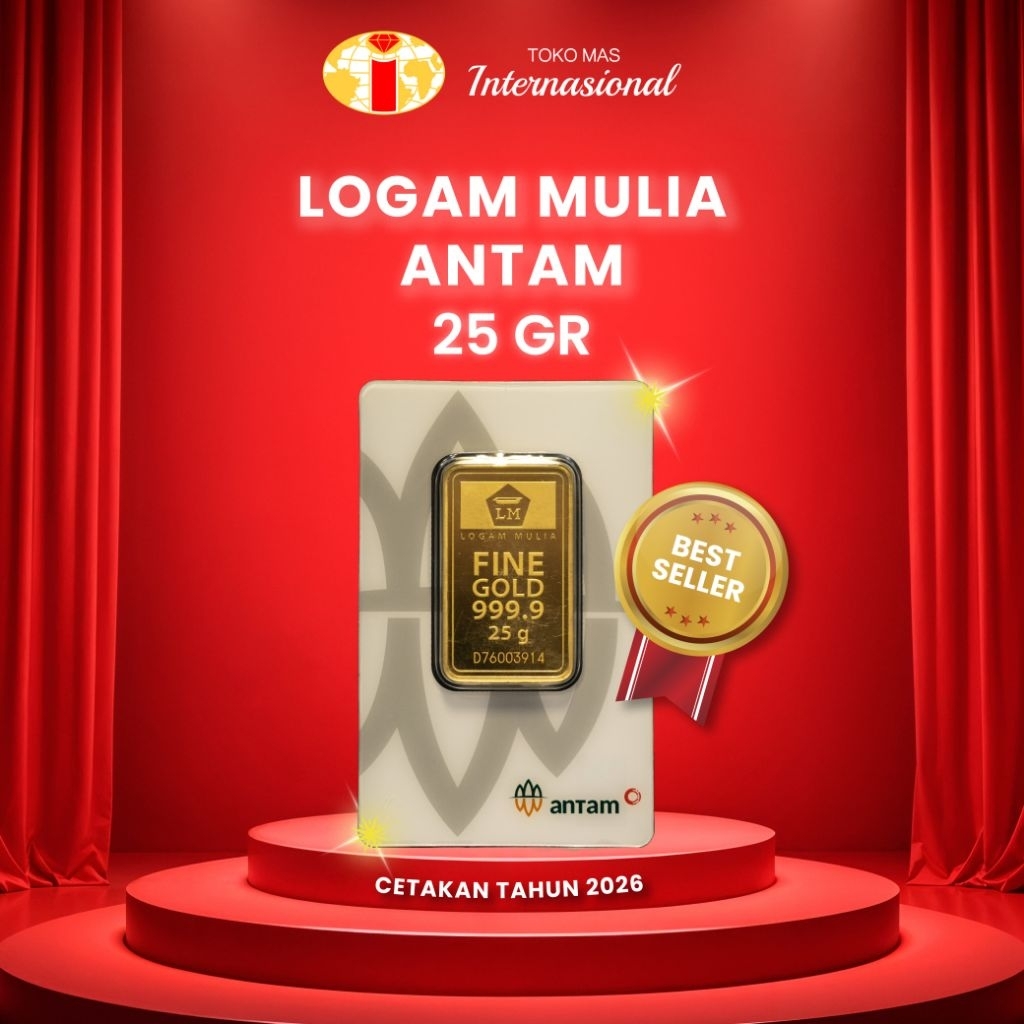 Logam Mulia LM Press 25gr 25g 25 Gram Batangan Emas ANTAM Sertifikat
