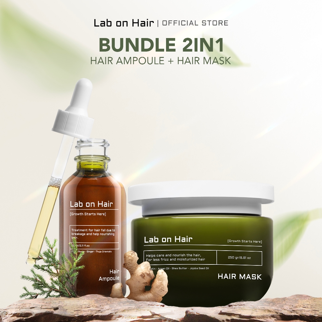 Lab On Hair Bundle Ampoule + Hair Mask - Paket Ampoule dan Hair Mask Hair Oil Serum Vitamin Rambut H
