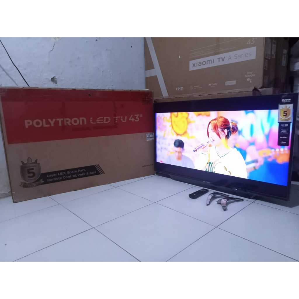 TV LED POLYTRON DIGITAL 43 INC SIAP PAKAI TANPA STB KONDISI BEKAS MASIH SEGEL (6450r)
