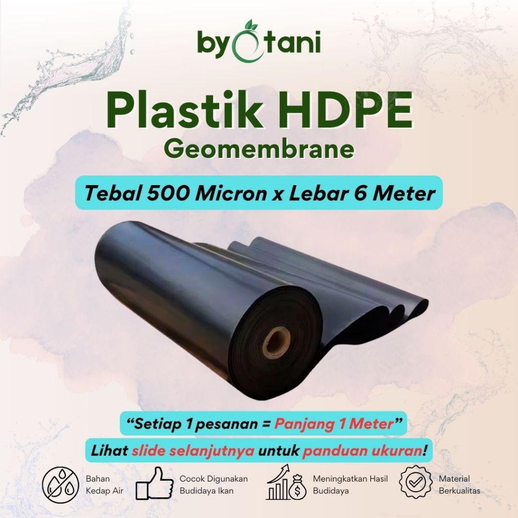 Plastik HDPE Geomembrane Tebal 500 Micron Lebar 6 Meter