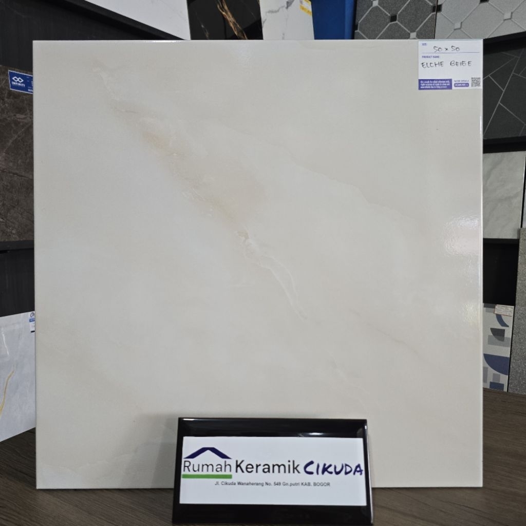 Keramik Lantai Marble Glossy Mulia 50x50 ELCHE BEIGE