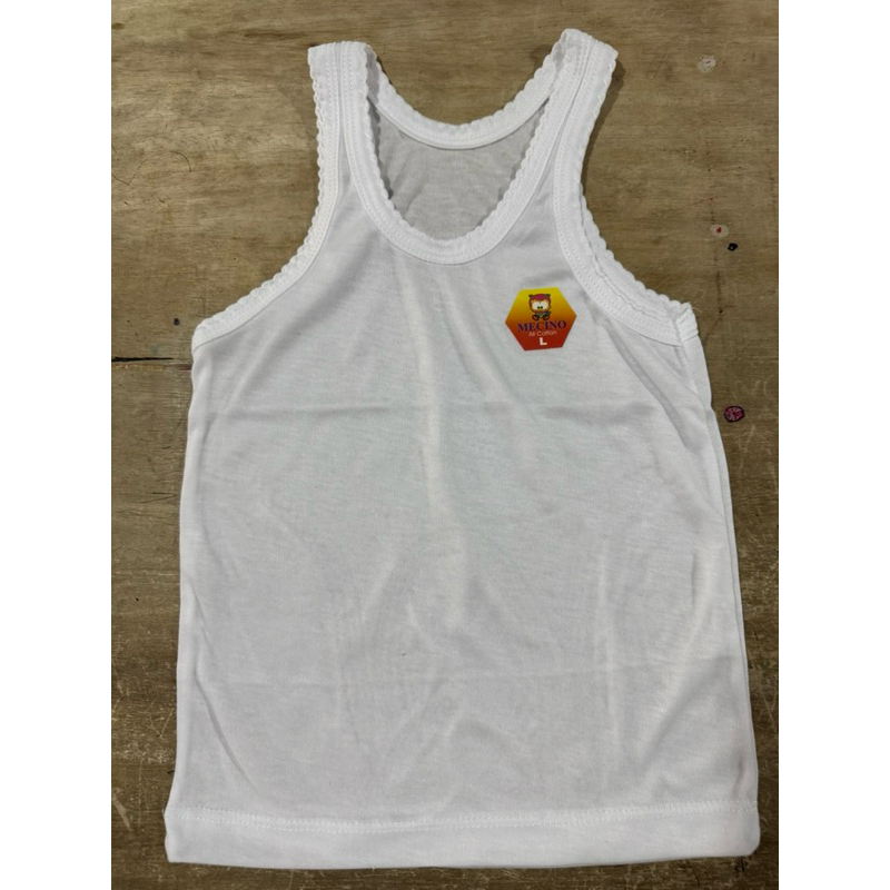 (6pcs) Singlet Anak Cowok Cewek MECCINO Putih Warna