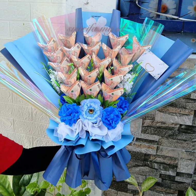 Bouquet Buket Uang 20 Lembar Kuncup Wisuda Sempro Valentine Ulang Tahun Surabaya
