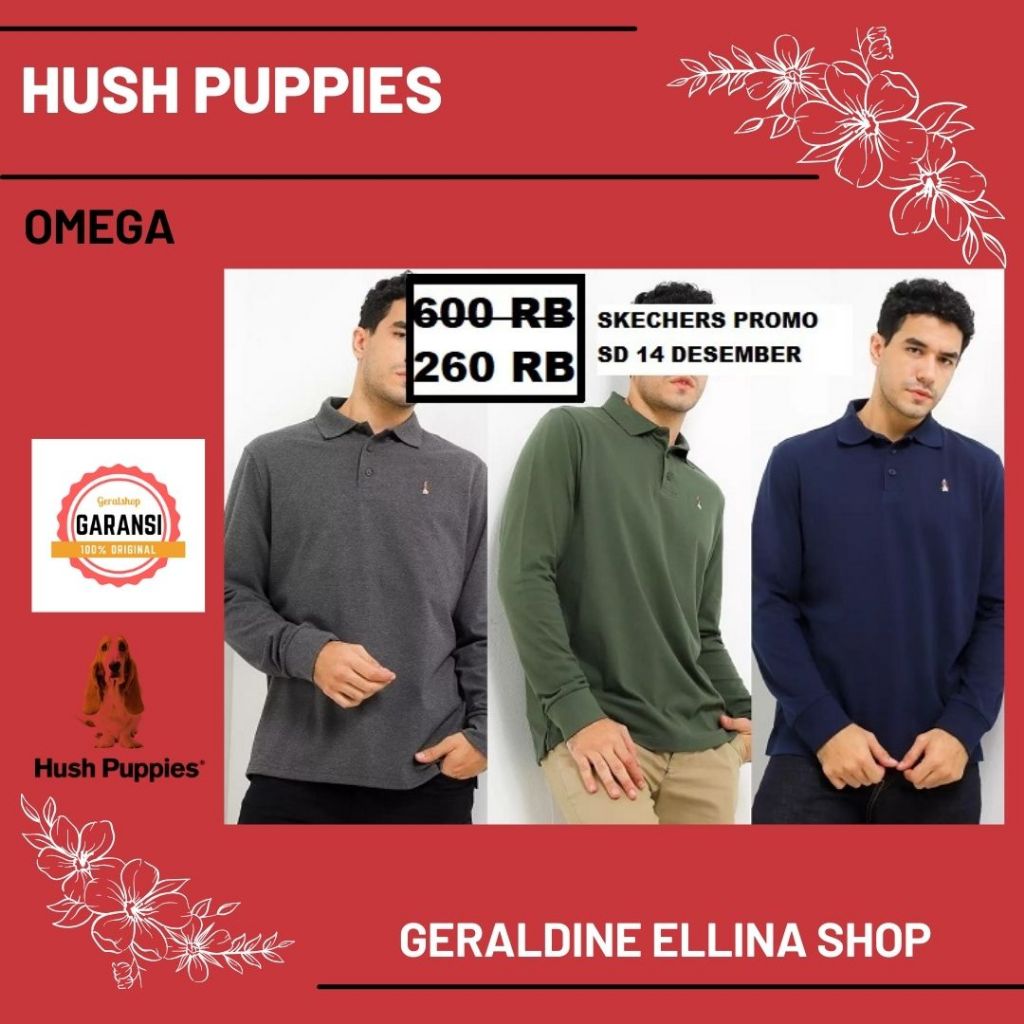 Kaos kerah pria lengan panjang Hush Puppies sale original seri OMEGA LS