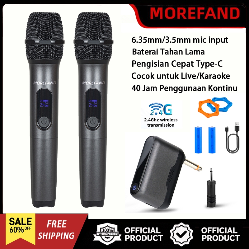 Profesional Mic Microphone Karaoke Wireless UHF baik murah Double Sarung Mikrofon Nirkabel Mikrofon 