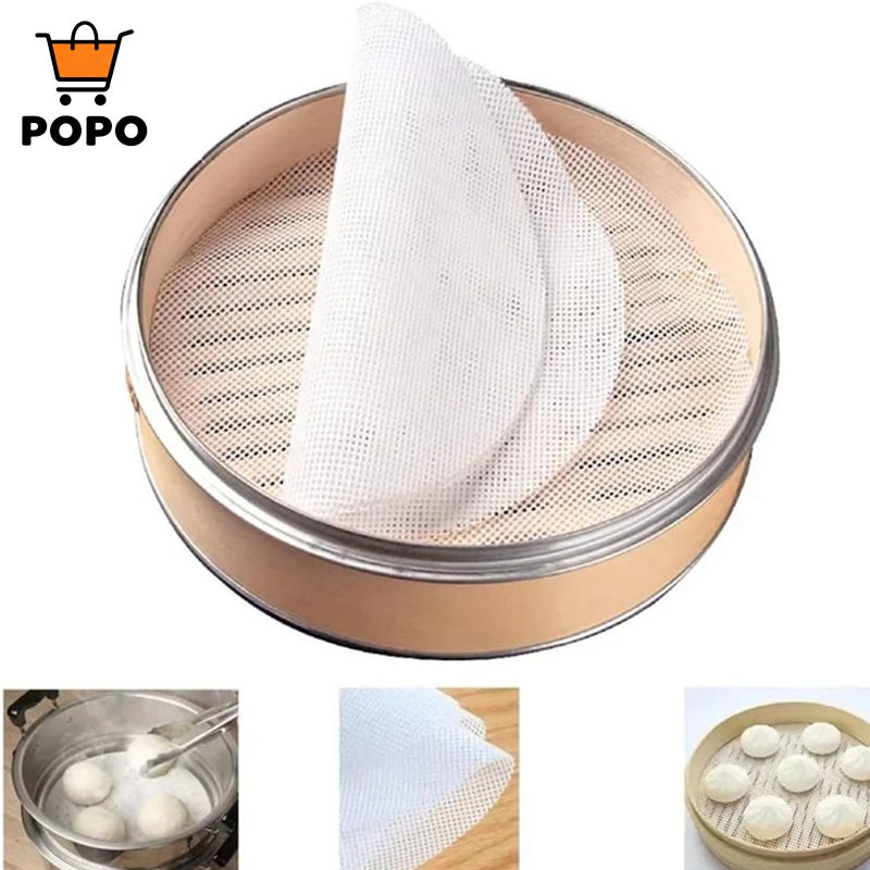 Set Kain Kukusan Anti Lengket Kain Dimsum Kukus Kain Alas Kukusan Roti 26/30/40cm Kain Kukus Alas Pe