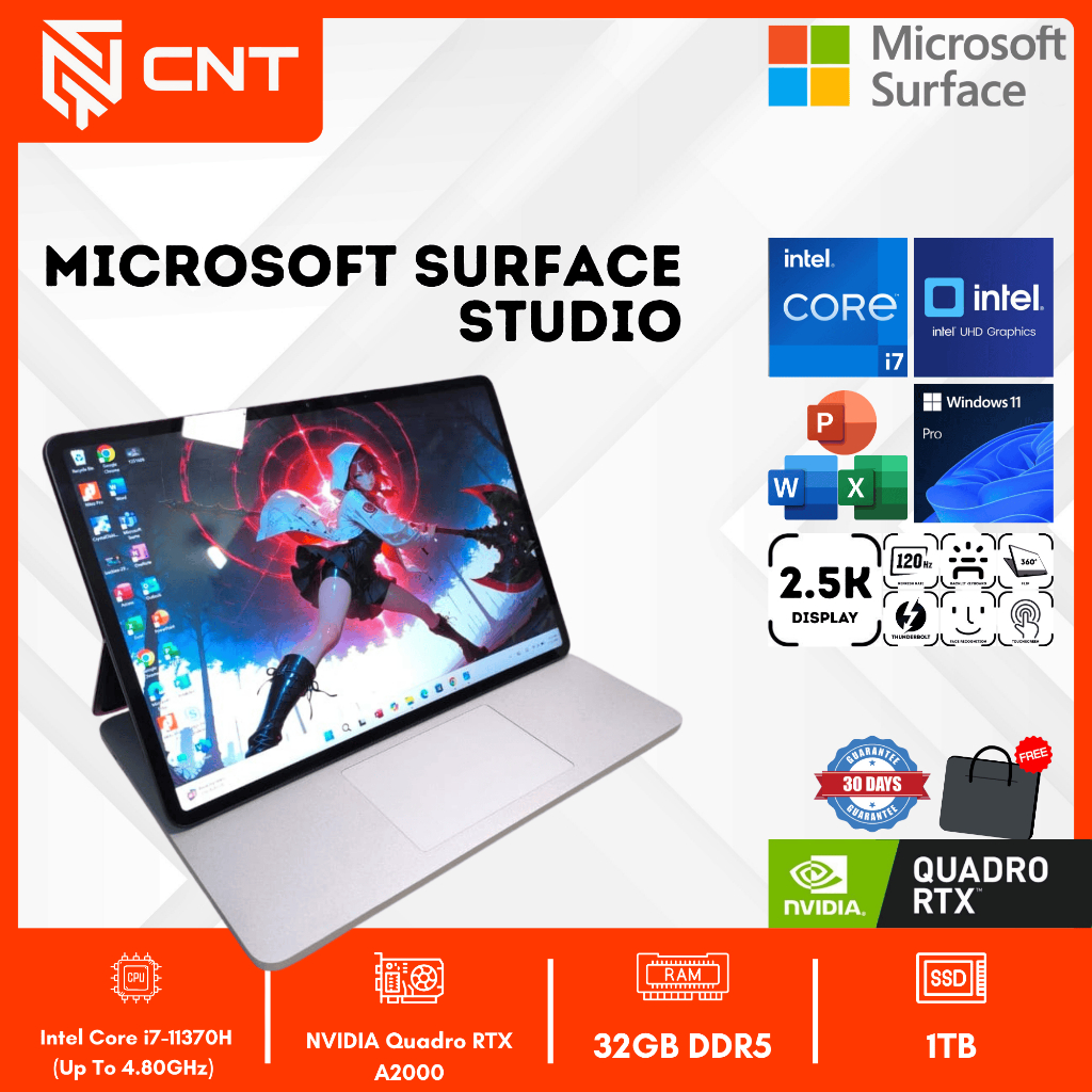 Surface Laptop Studio 2 core i7-11370H (32/1TB) NVIDIA RTX A2000 4GB 3-IN 1 120Hz