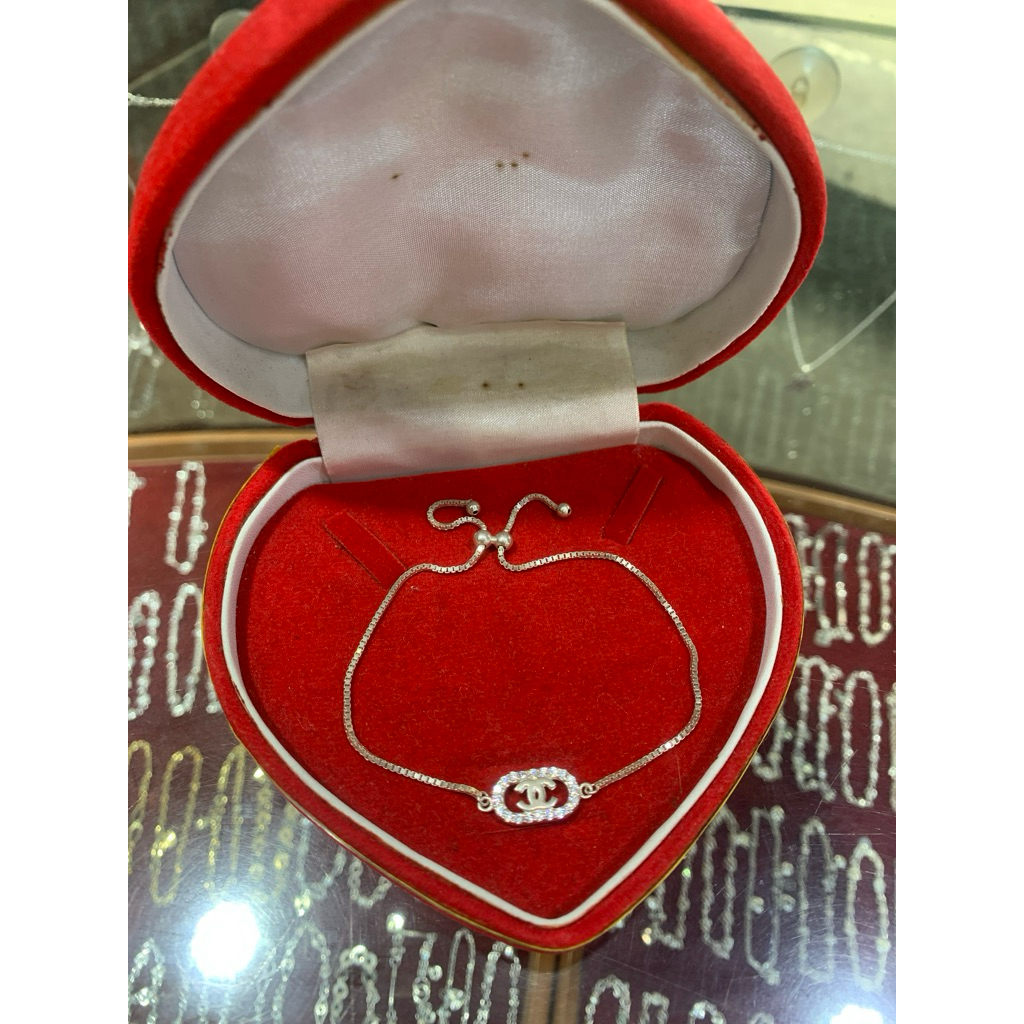 Gelang tangan perak (silver) serut model Chanel