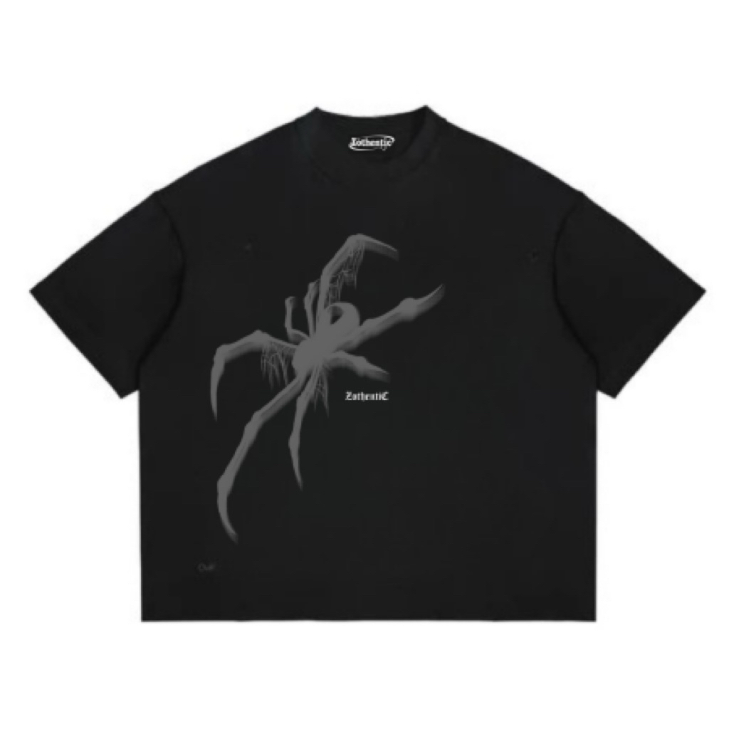 Zothentic Kaos Boxy Oversized Simple Black Spider - Cotton Combed 20s Unisex
