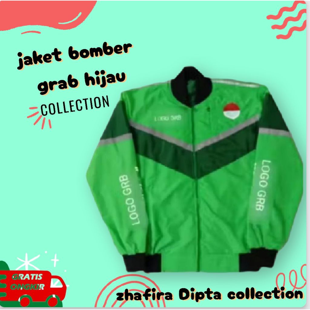 Jaket Grab Hijau List Hitam - Ukuran M L XL XXL LengkapAtribut Driver Grab Terbaru - Jaket Ojol Baha