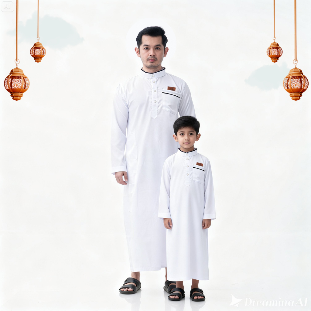 Baju Koko Couple ayah dan Anak Laki Laki || Jubah Pria Premium Gamis Sarimbit Lebaran