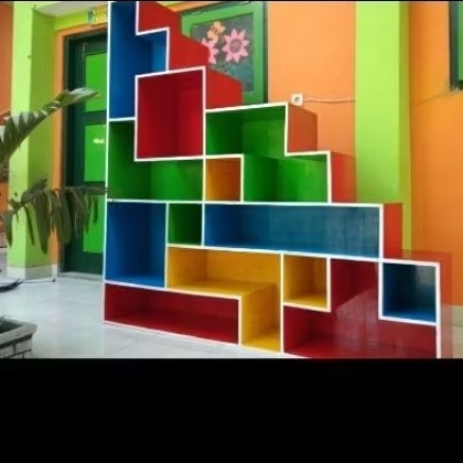 Rak Buku Perpustakaan dan TK Bahan Kayu Keras