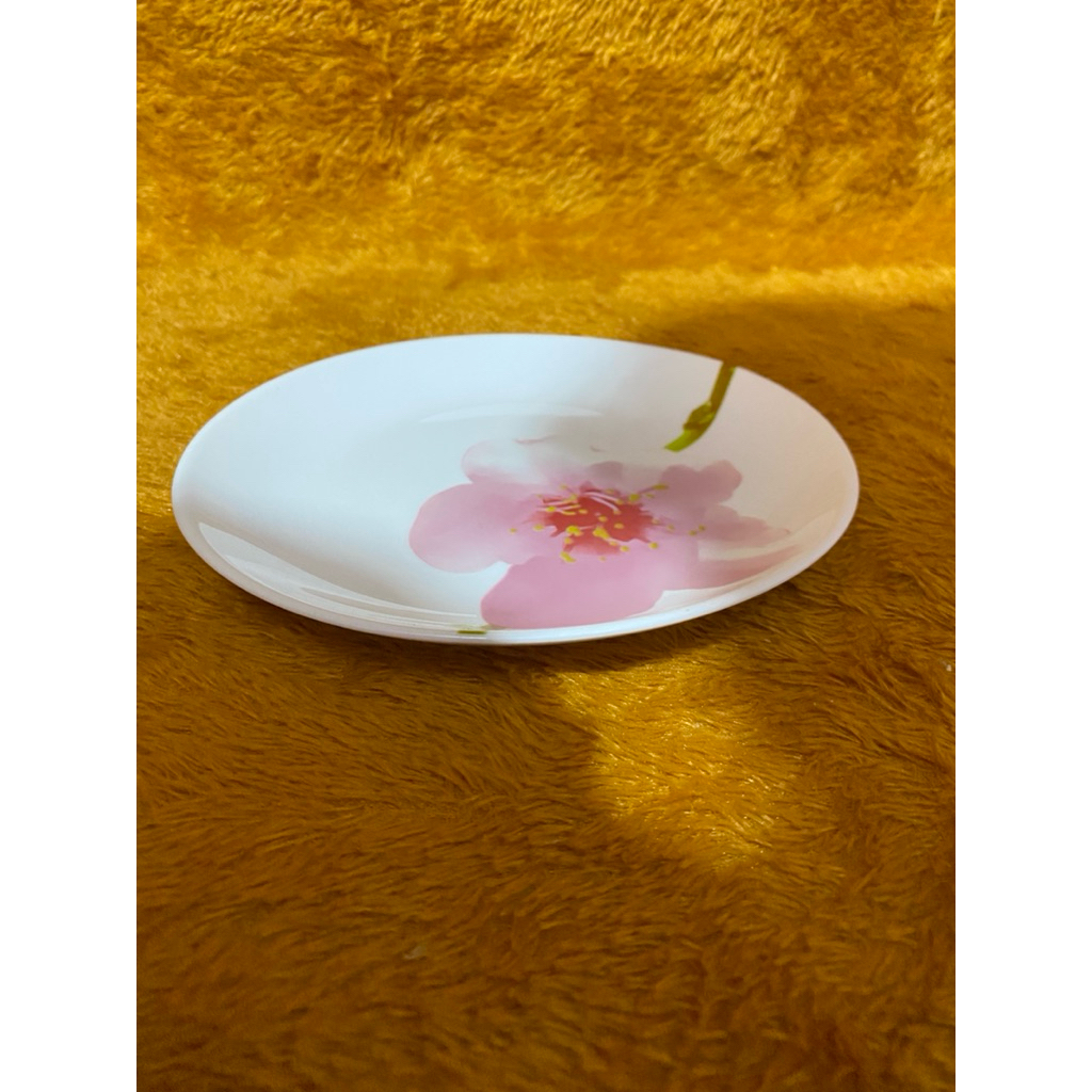 PL Piring Makan Keramik LUMINARC Motif Bunga Pink Putih Mulus