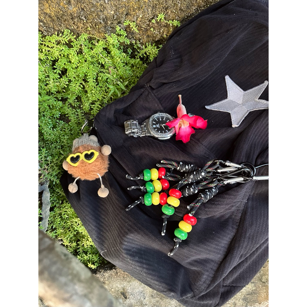 keychain rasta gantungan tas tali prusik reggae