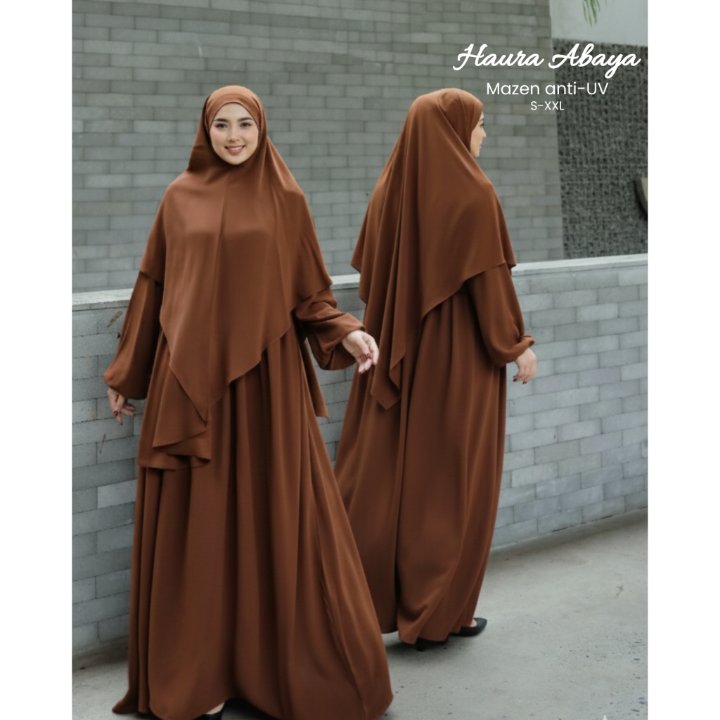 Haura Set Muslimah Mazen Anti UV | Set Gamis Longgar Premium S–XXL | Dress Muslimah