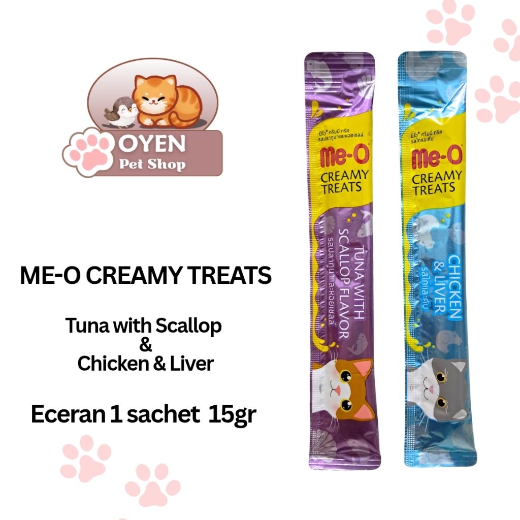 ME-O CREAMY TREATS 15gr, ECERAN 1 SACHET - CAT FOOD - PAKAN KUCING - MAKANAN KUCING