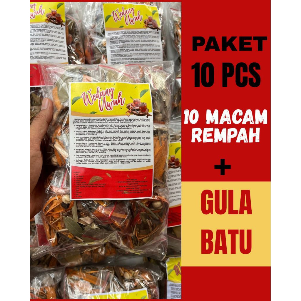 Isi 10pcs Wedang Uwuh 10 Macam Rempah Jahe Kayu Manis Kapulaga Secang Cengkeh Khas Jogja Solo Origin