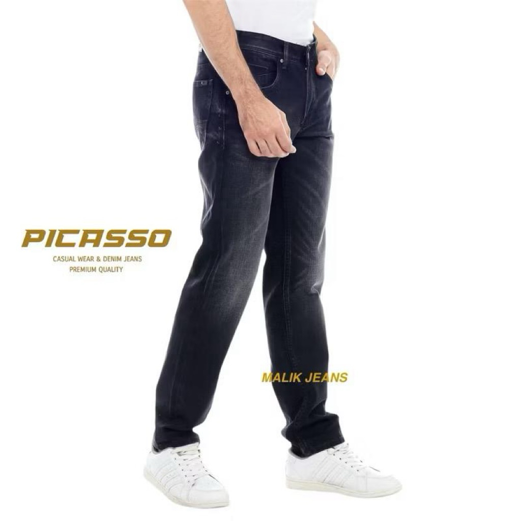 Picasso Celana Panjang Jeans Pria Original Reguller Full Logo