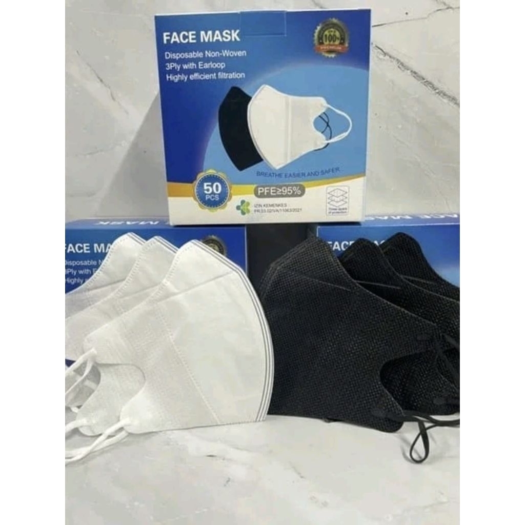 Masker duckbill isi 50 / Masker duckbill putih /masker duckbill hitam 3ply/ Masker duckbill facemask