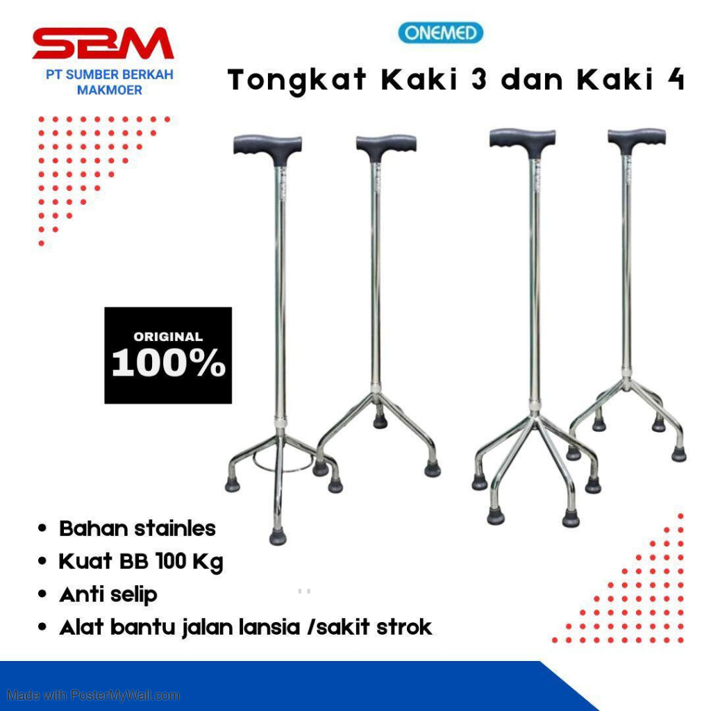 Tongkat Jalan Orang Tua Kaki 4 Empat Onemed/Sella Tongkat Jalan Kaki 3/Tongkat Jalan Lipat Sella