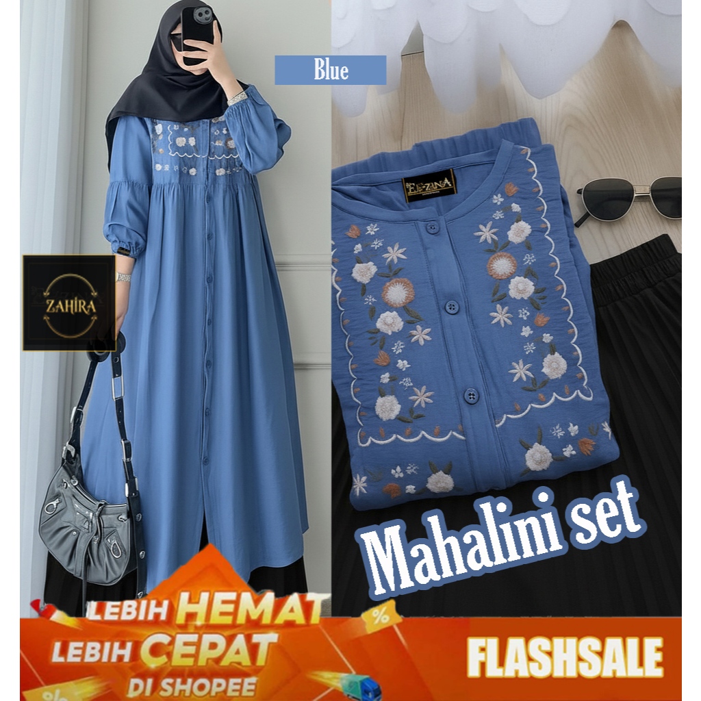 GAMIS SET ROK MALAYSIA MAHALINI LONG TUNIK PLUS ROK
