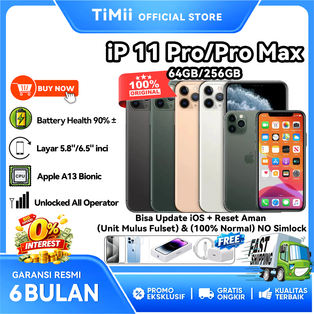 iPhone 11 Pro Max 100% Second Bekas Original iP 11 Pro / 11 Pro Max 64GB 256GB Good Conditions Fulls