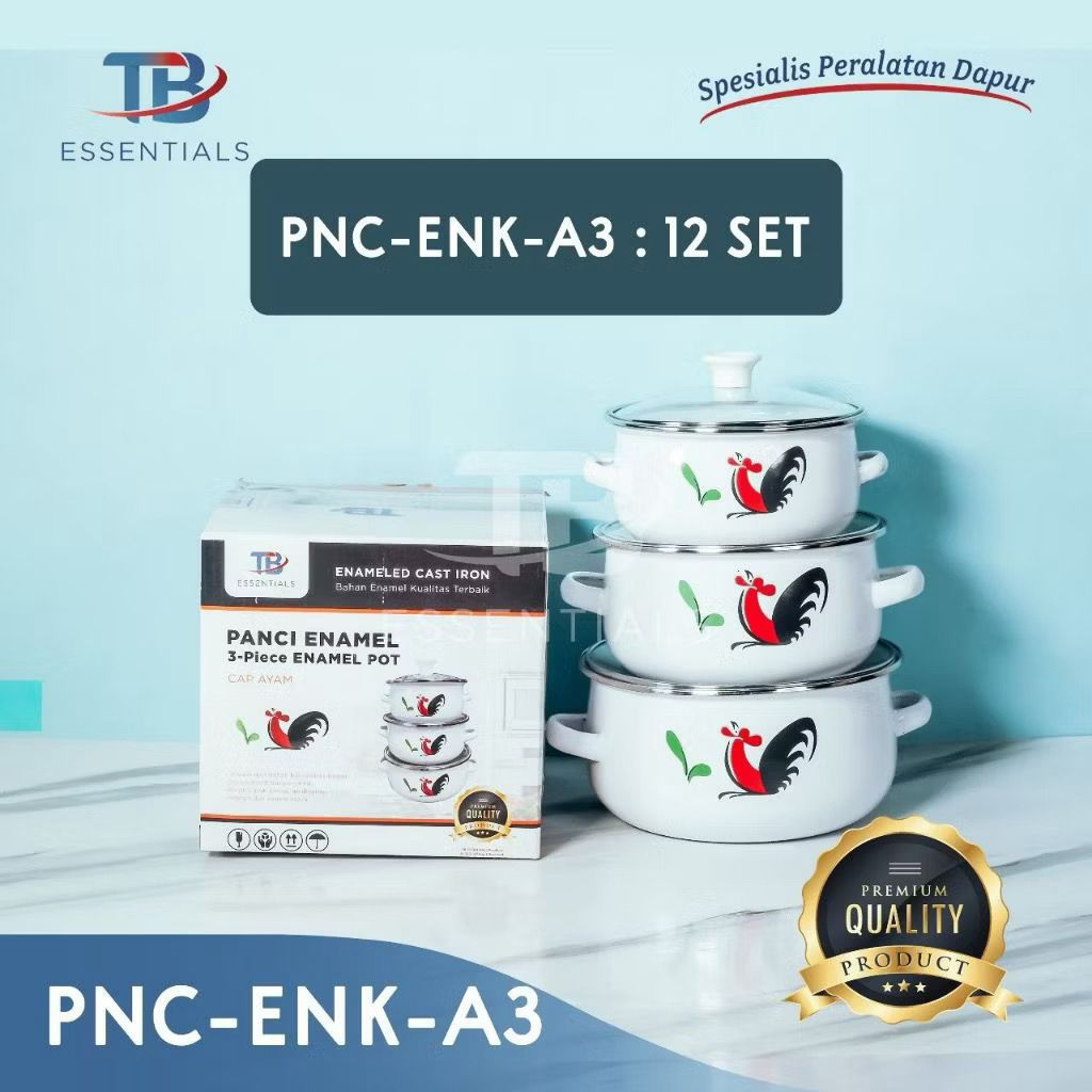 Panci Enamel Susun 3 Cap Ayam
