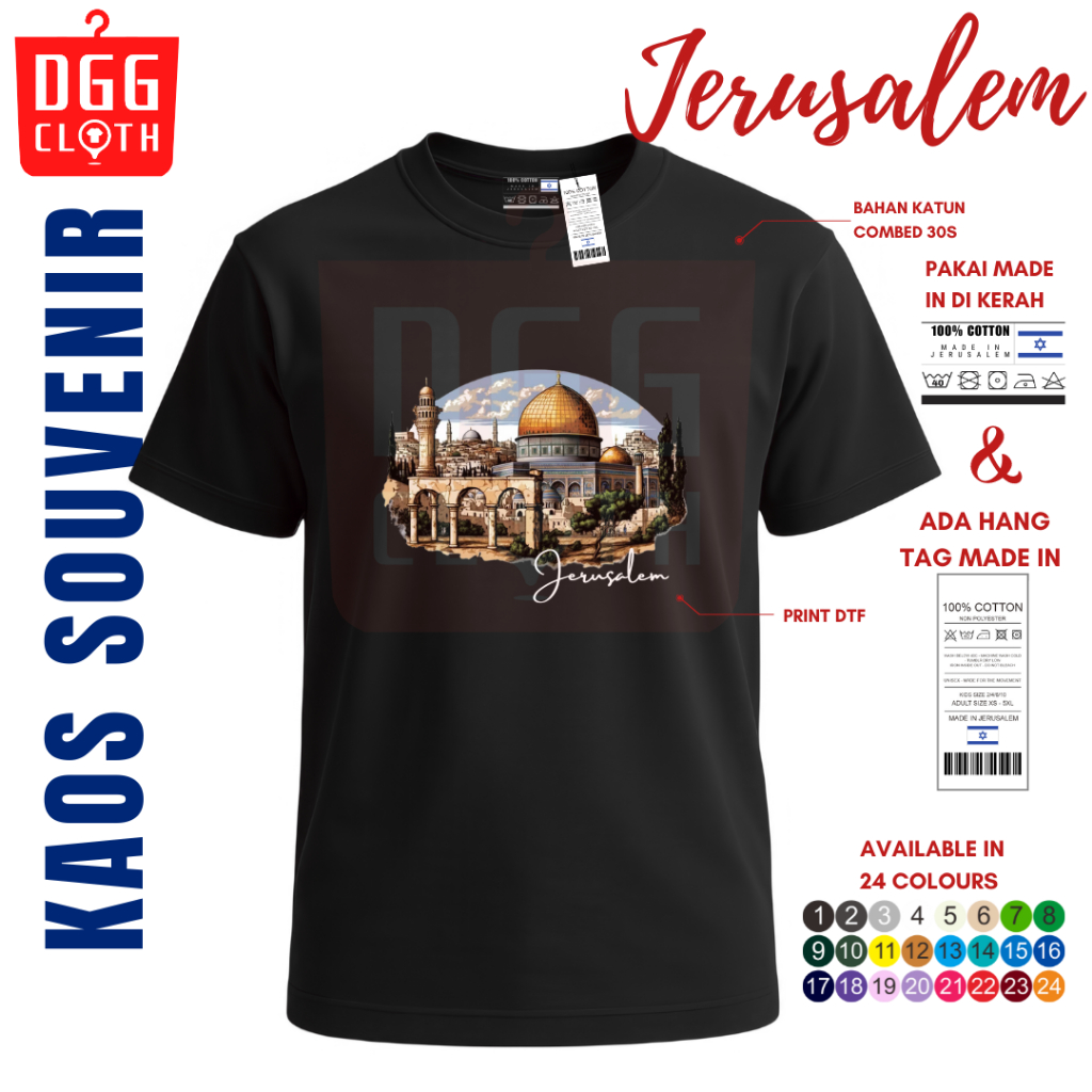 DGG Clothing Kaos Jerusalem, Baju Custom Jerusalem, Tshirt Jerusalem Banyak Varian Gambar