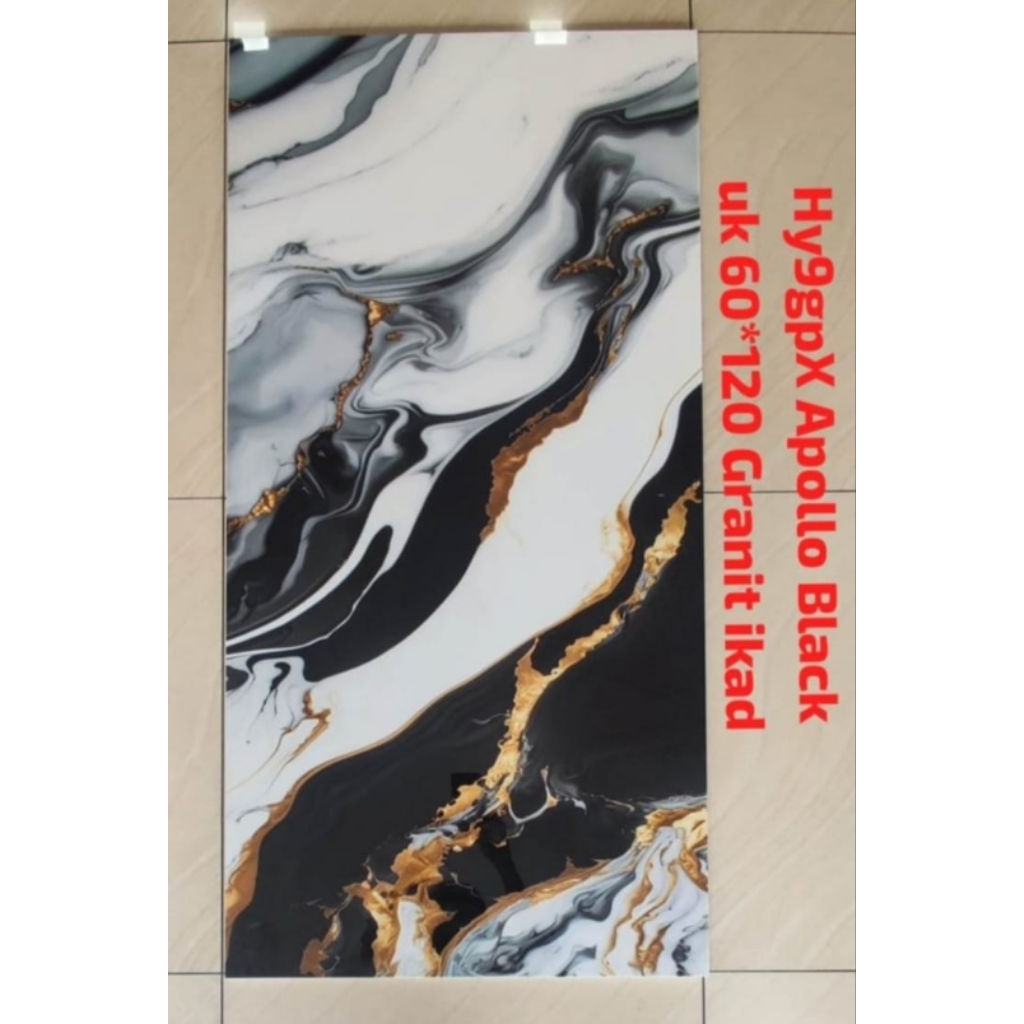 Granit lantai 60x120 ikad hitam motif marmer avolo black