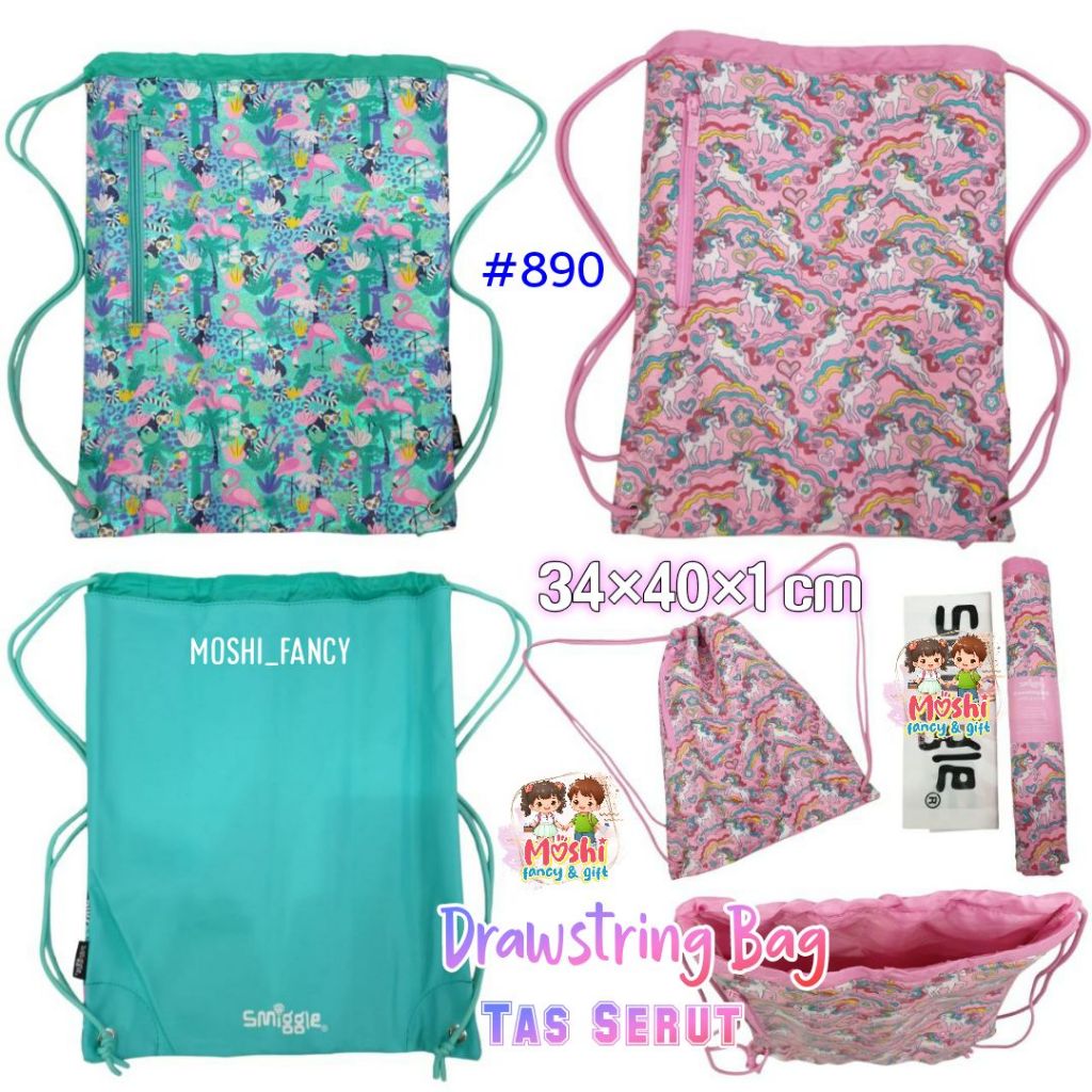 Tas Drawstring / Tas Serut Renang Sport Les / Tas Serut Anak Perempuan dan Anak Laki-Laki / Tas Pung