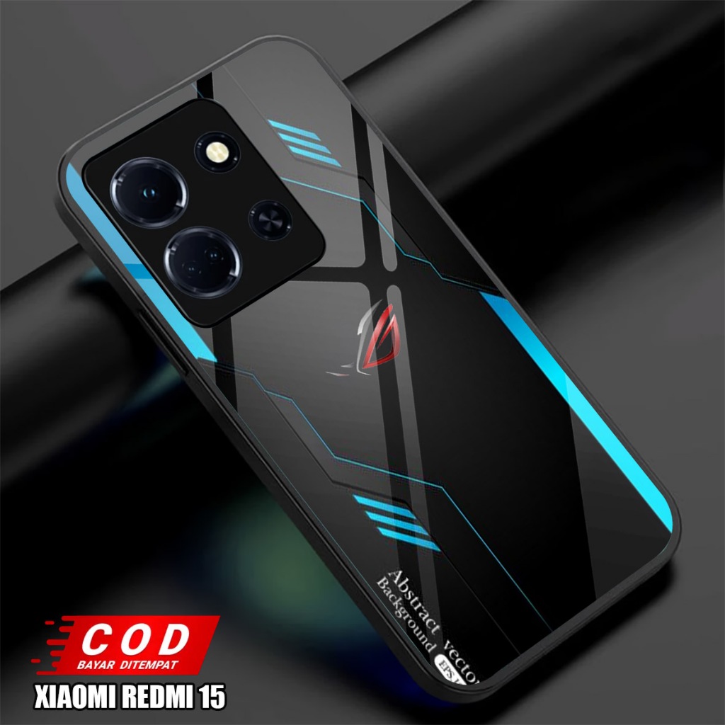 GUMIHO - Casing Kilau Kaca Glass Glossy Untuk Tipe Hp REDMI 15 Terbaru - Fashion Kesing ASUS ROG - C